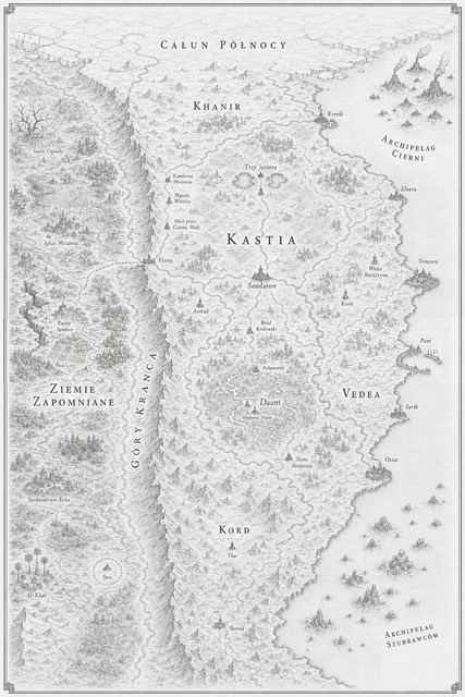 Ręcznie rysowana mapa kontynentu Aethelgard